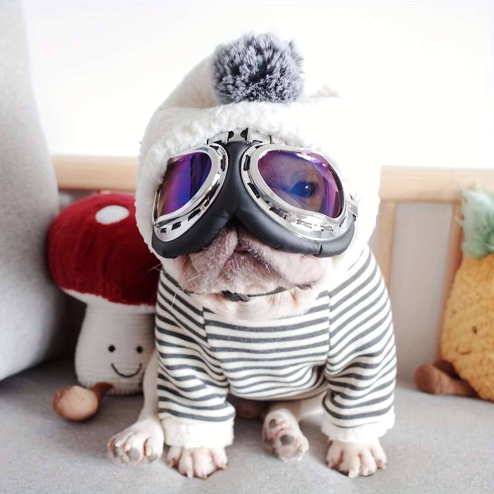 pet clothes dogs autumn and winter lamb wool striped knitted fleece hooded sweatshirt for french bulldogs