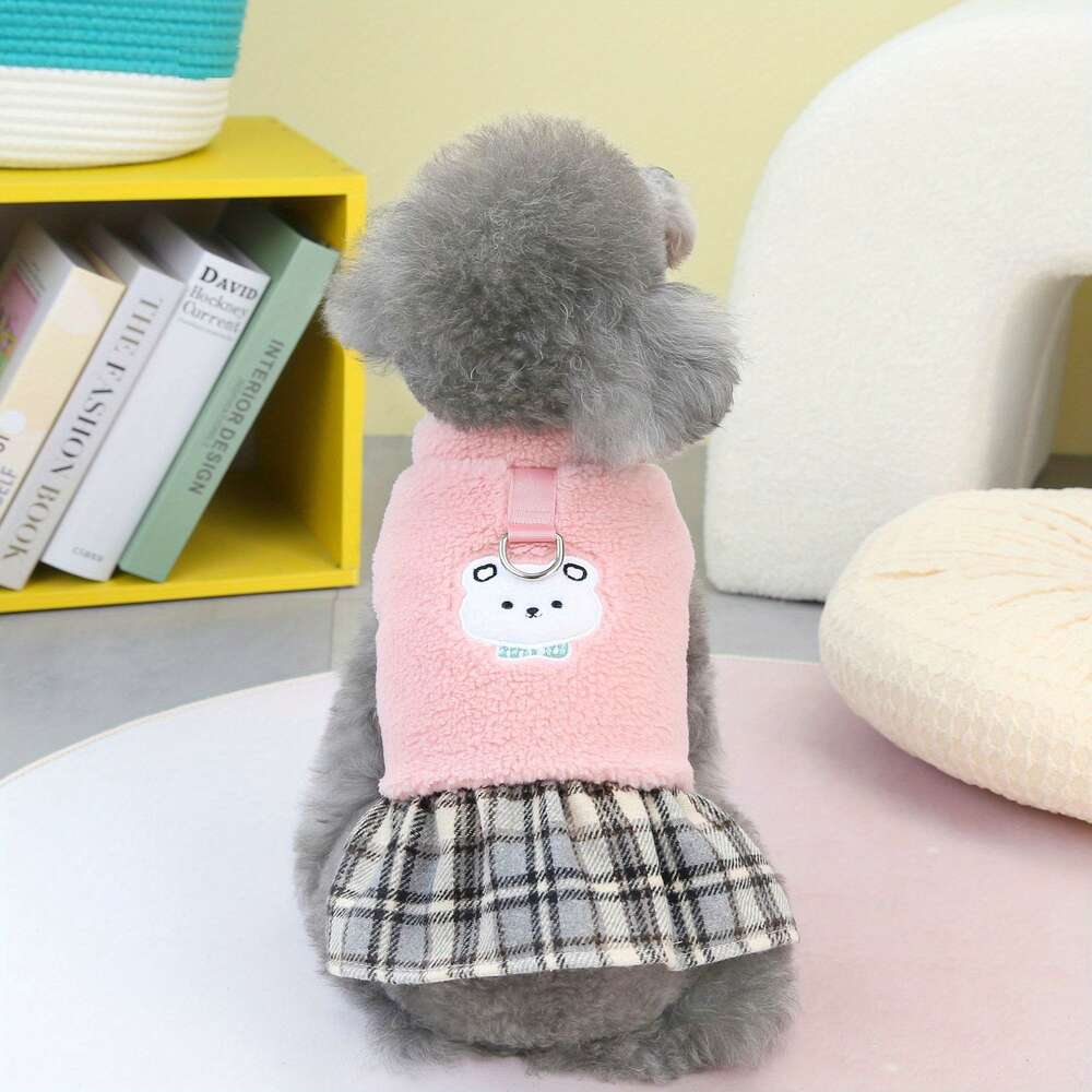 Fall/Winter Set New Dog Sweater Dress Pet Clothing Cute bear graphic puppy dress
