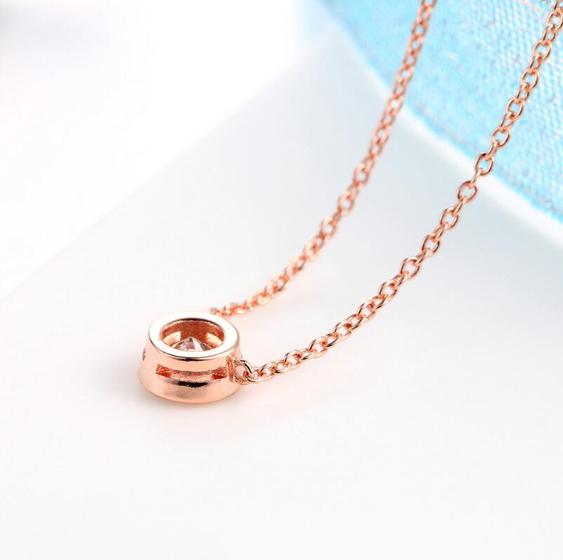 Simple Fashion Solitaire Pendant Women Jewelry 925 Sterling Silver Rose Gold Plated 5A Cubic Zircon Emerald Ruby Party Girl Wedding Clavicle Necklace 