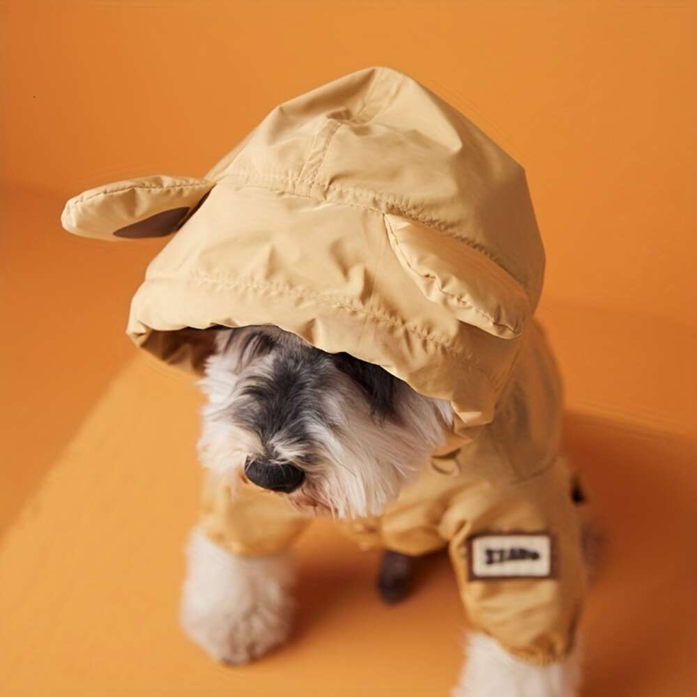 with ears Dog raincoat Bear spring and autumn cute waterproof pet clothes