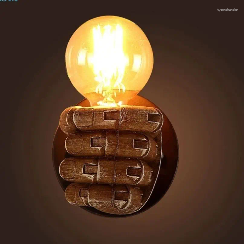 Lamps Wall American Vintage Wood Hand Model Loft Foyer Resin Lights For Restaurant Study Dining Room Bar Coffee Shop