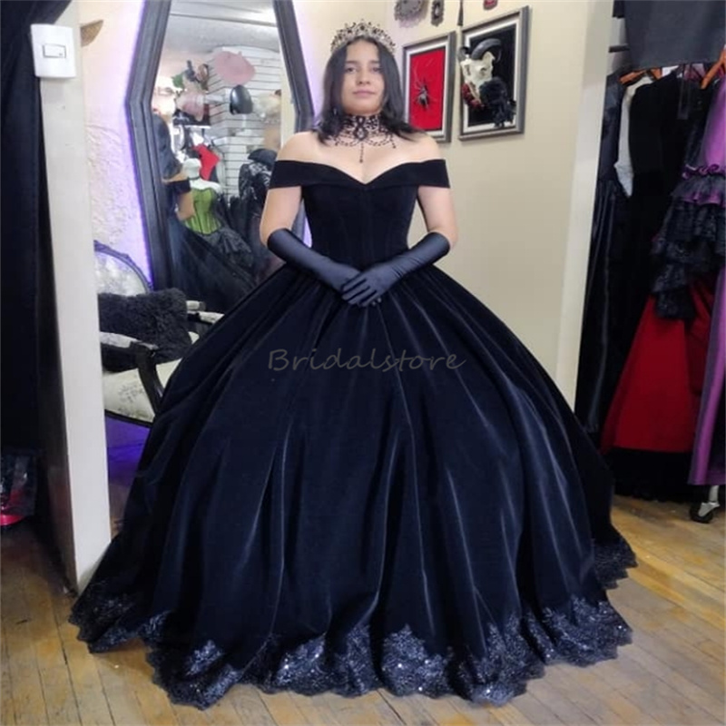 Victorian Black Prom Dresses Off Shoulders 18th Century Costume Medieval Rococo Evening Dress Vampire Gothic Formal Halloween Appliques vestido de nov
