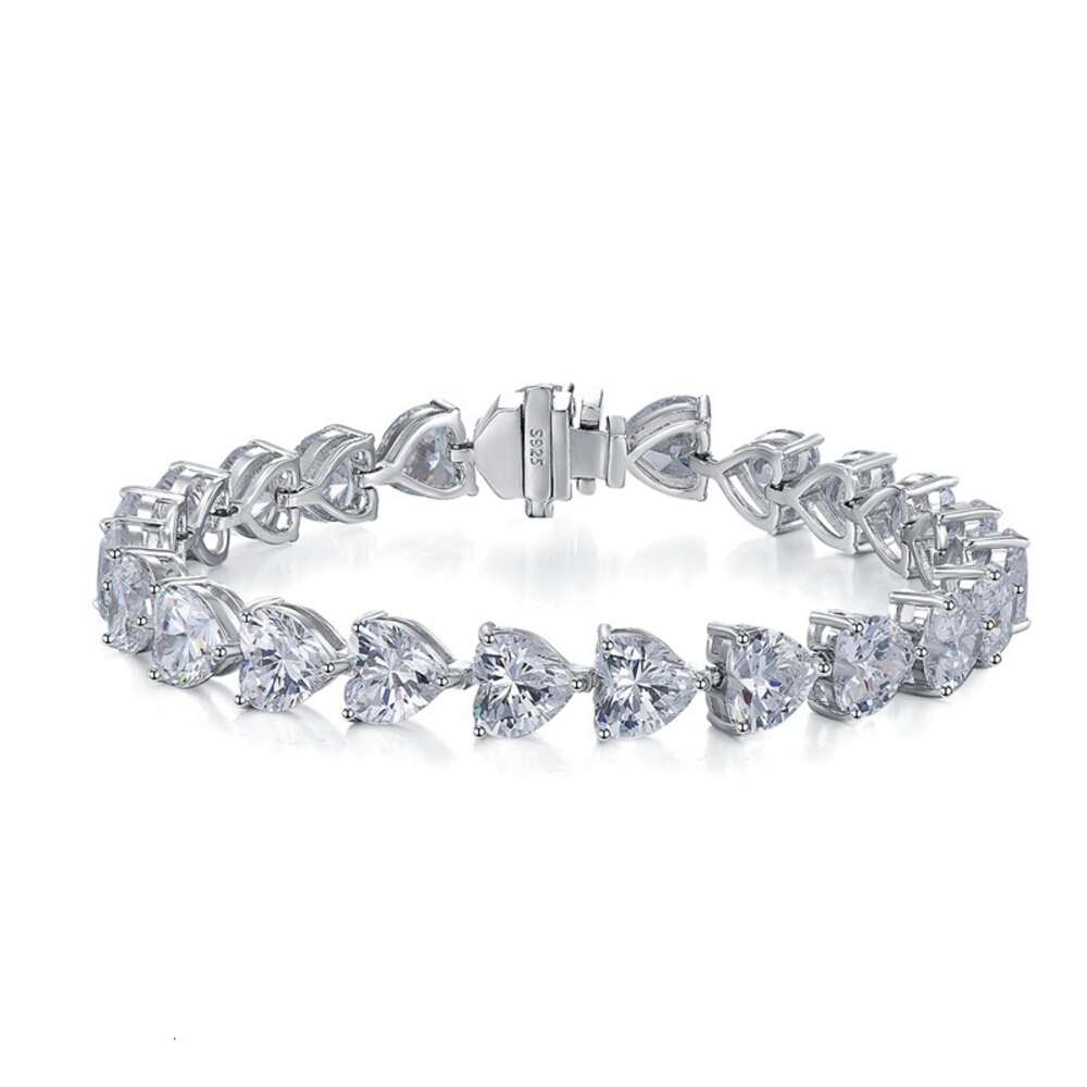 Bracelet Jewelry S925 Sterling Silver Bracelet Full Diamond Heart Bracelet Fashion Ins Style