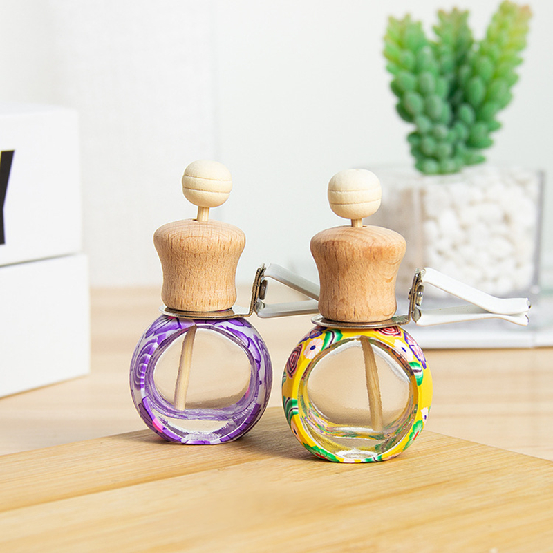 Perfume Bottle Stained Glass Car Aromatherapy Diffuser Bottles Mini Car Air Freshener Diffuser Pendant Scent for Caravan