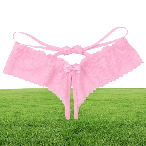 Men Lace Crotchless Thong Erotic Sexy Lingerie Sissy Lace Seethrough Open Crotch Thong Briefs Bowknot Low Waist Gay Underwear5161122