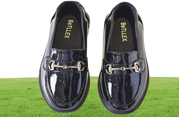 3441 Womens Patent shoes chains buckle flats low heel work boot college footwear oxford loafers zy781
