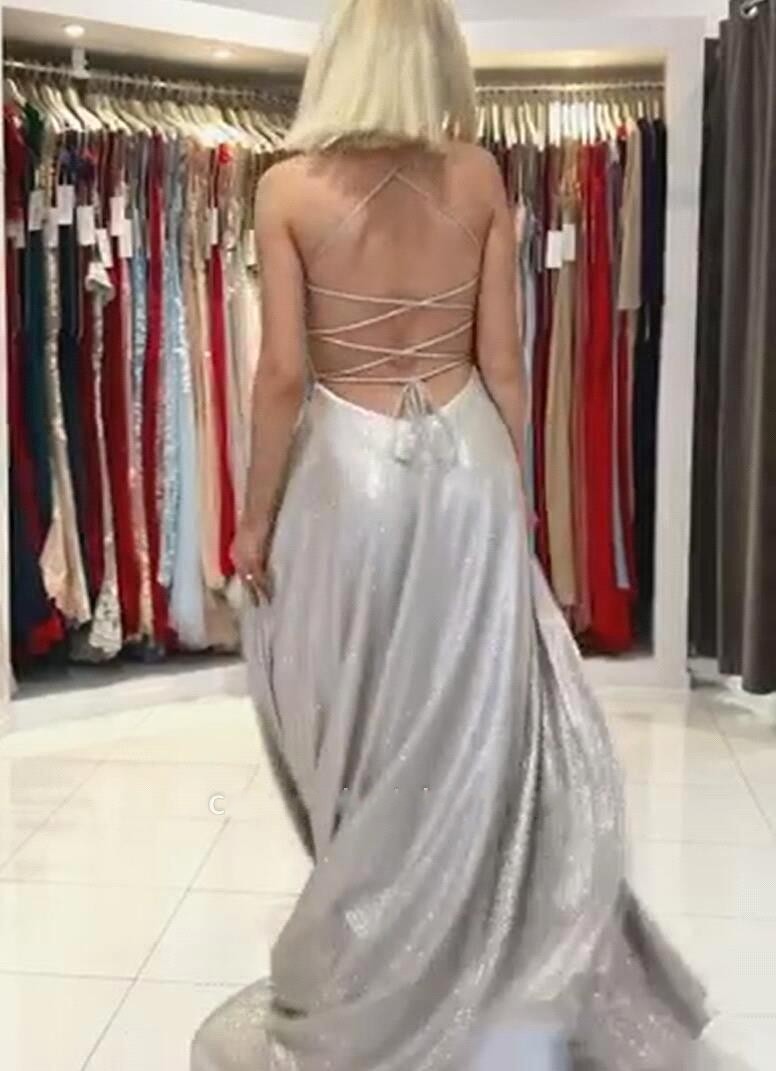 Relective Sier Sequined Prom Dresses For Black Girls 2024 New Sexy Spgahetti Straps Backless Long Evening Party Gowns Bc18025 6660311