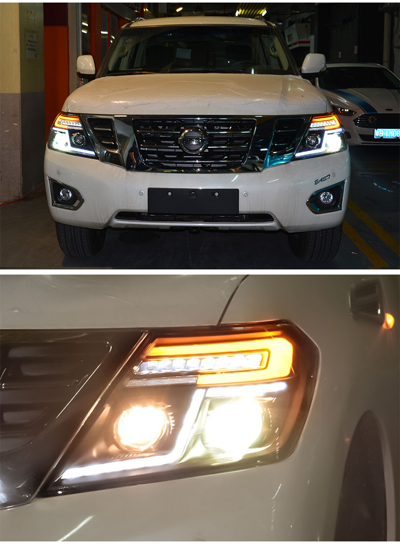 Headlights for Nissan Patrol Y62 2012-20 18 LED DRL Head Lights Dynamic Assembly Turn Signal Auto Front Lamp