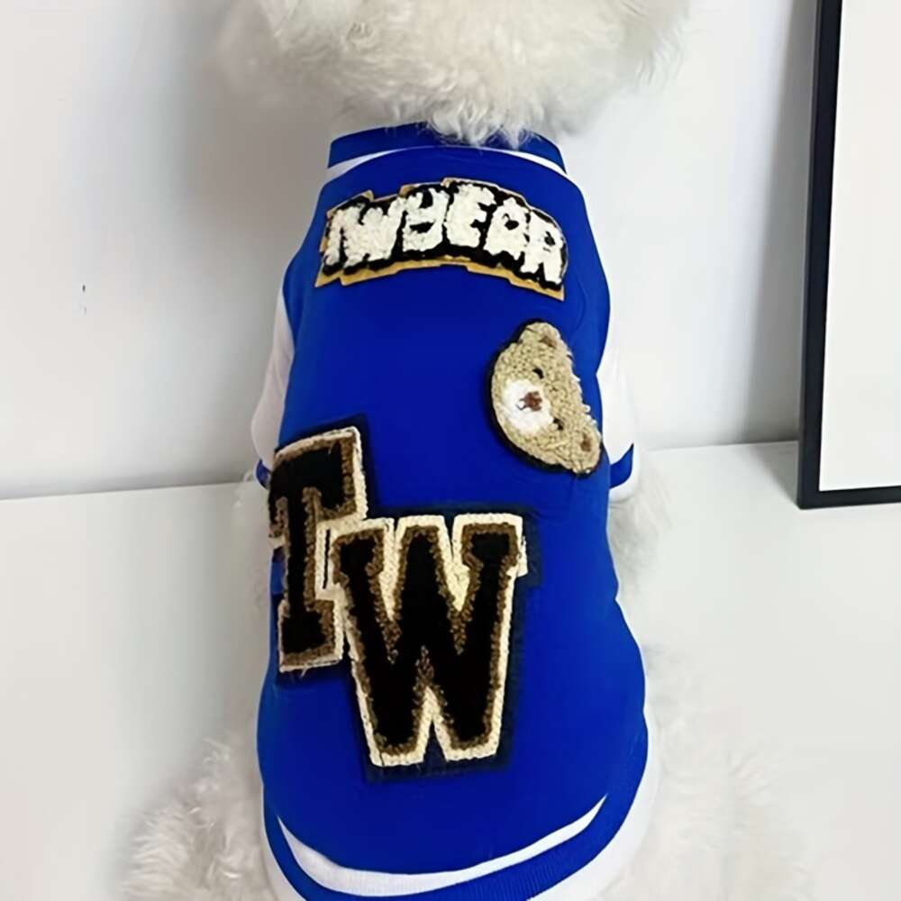 1pc Cool Pet Baseball Sweater for Autumn and Winter Dog Warm Clothes