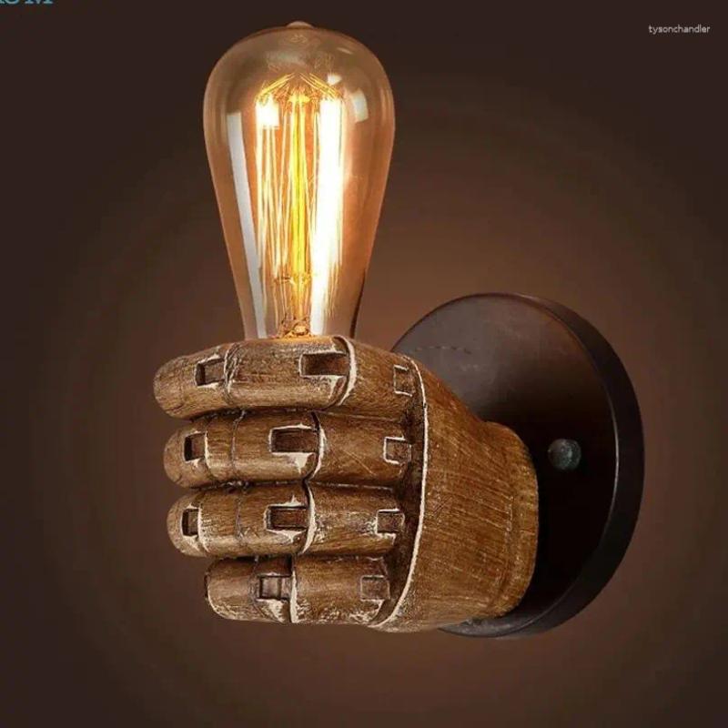 Lamps Wall American Vintage Wood Hand Model Loft Foyer Resin Lights For Restaurant Study Dining Room Bar Coffee Shop