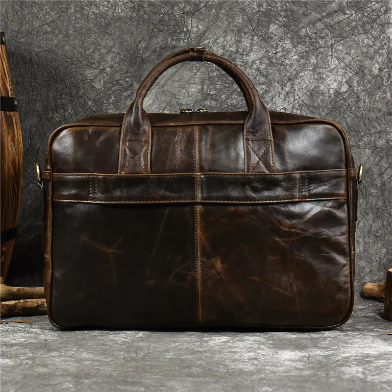 Large Genuine Leather Handbag for Men Business Laptop Bag Male Travel Briefcase Fashion Real Cowhide Computer Shoulder Bag 240320