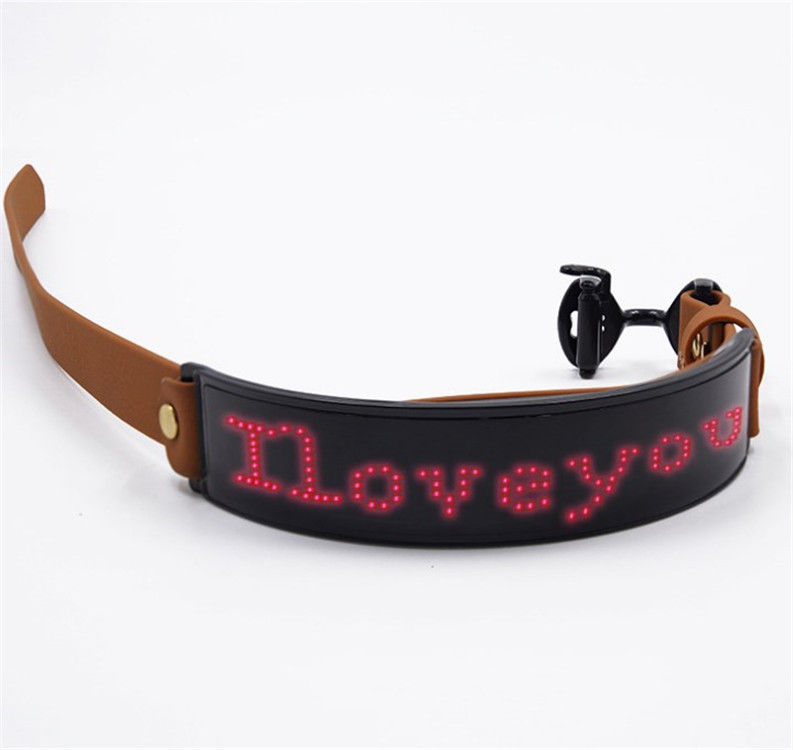 Dog Collars LED Display Screen Glowing Subtitles Imitation Leather Rechargeable Pet Collar