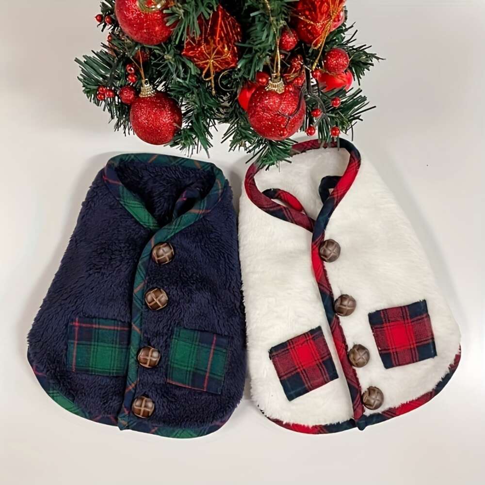 autumn winter puppy dog twolegged vest small to medium warm dog cardigan with christmas dimension scarf pet comfortable fashion