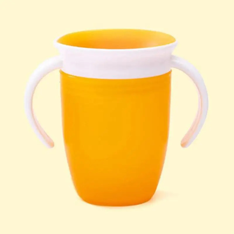 360 Degrees Can Be Rotated Baby Learning Drinking Cup With Double Handle Flip lid Leakproof Magic Infants Water Cups Bottle 240322