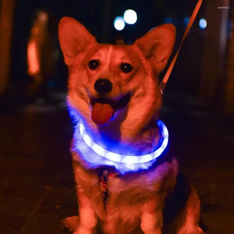 Dog Collars All-weather Pet Collar Rainproof Led Adjustable Size Flashing Modes For Night Safety Rechargeable Silicone Dogs