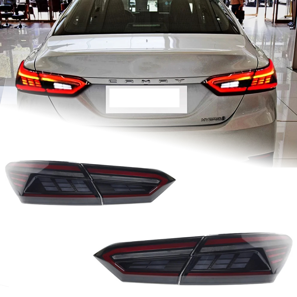 Car LED Through Taillight Assembly Brake Light Driving Lamp with Streaming Turn Signal For Toyota Camry 20 18-2023