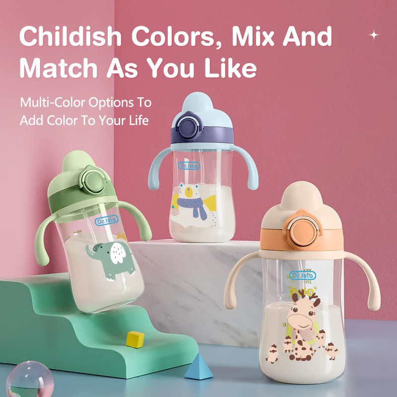 300ml Baby Water bottles Feeding Cup With Straw Children Learn Drinking Bottle Kids Training Cups BPA Free 240322