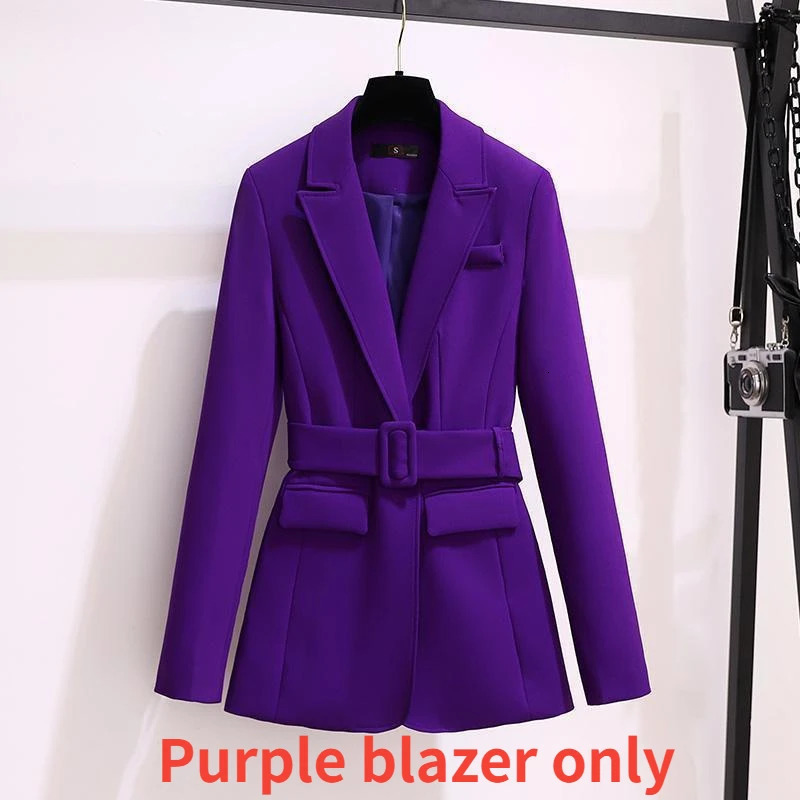 Autumn Womens Purple Simple Blazer Work Office Ladies Suit Coat Fashionable Professional and Single 240327