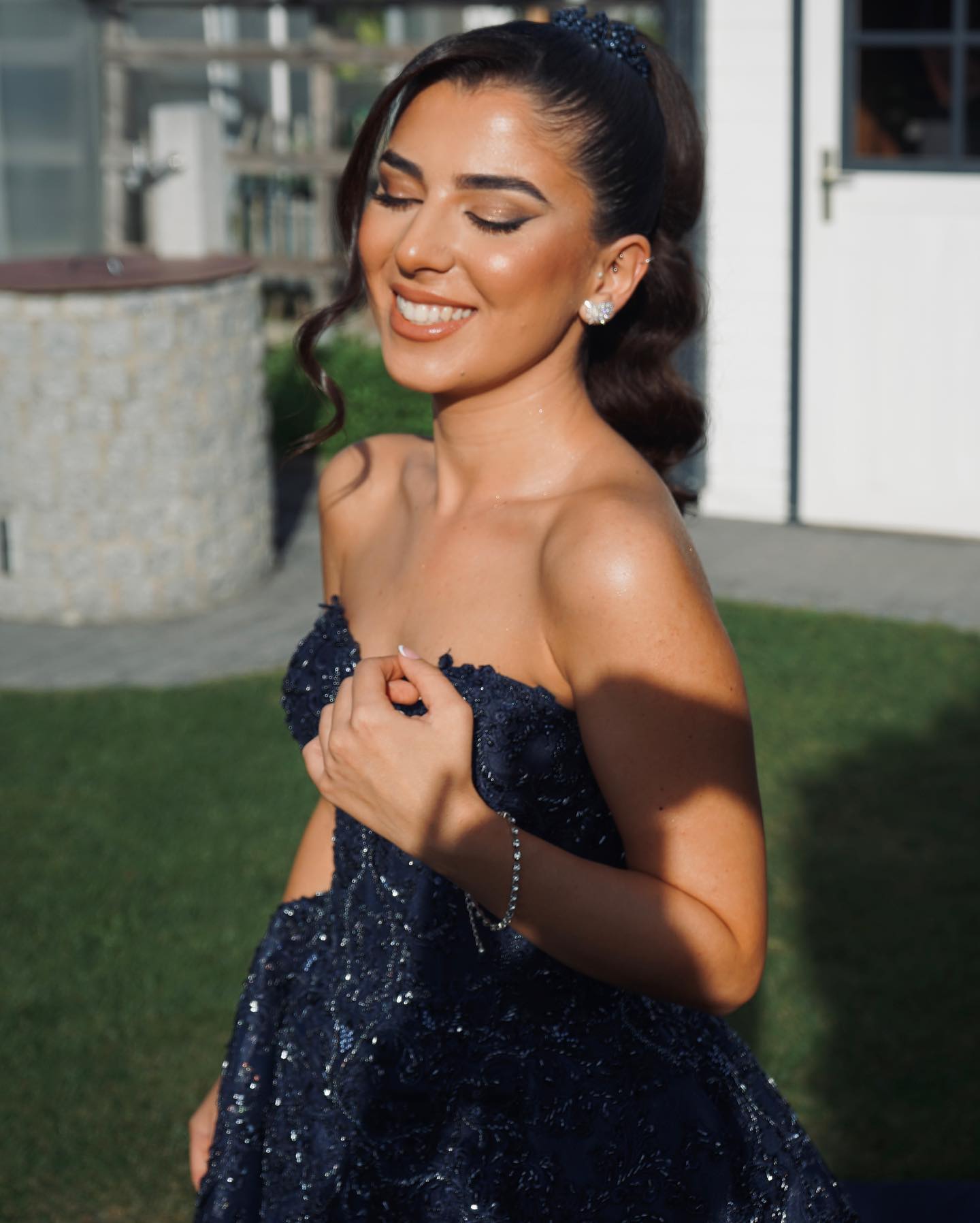 Stunning Navy Blue Dress With Overskirts Sweetheart Beading Lace Wedding Dresses Bridal Gowns Front Slit Sweep Train Designer Country Robe Mariage 051