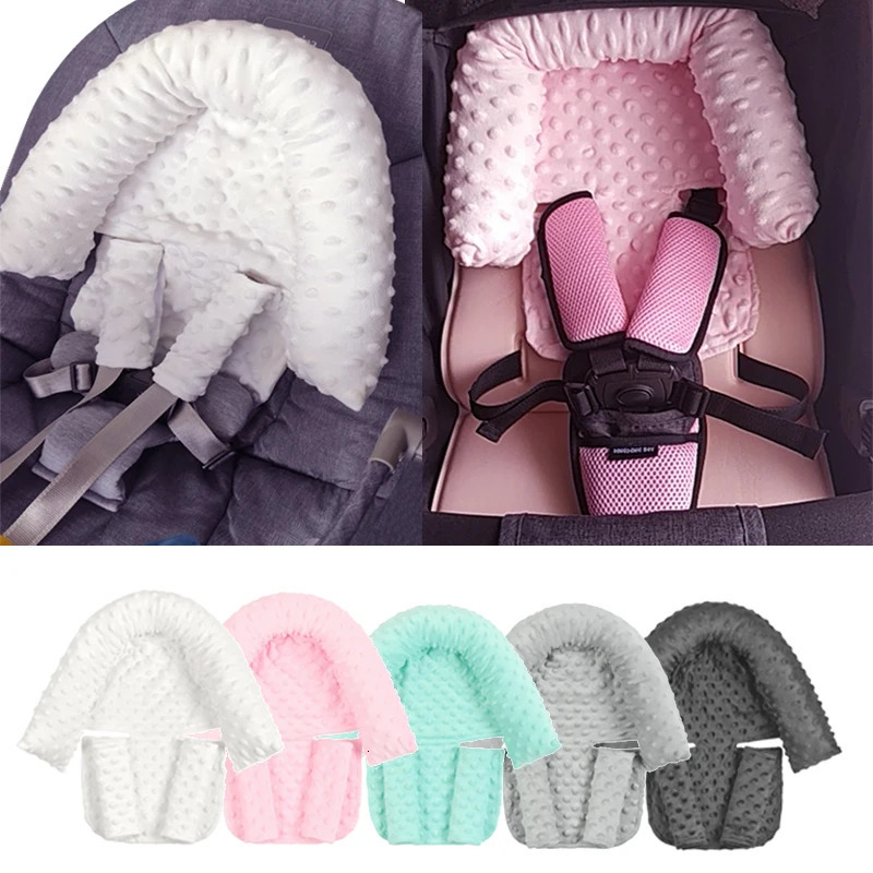 Baby Car Safety Soft Sleeping Head Support Pillow with Matching Seat Belt Strap Covers Baby Carseat Neck Protection Headrest 240327