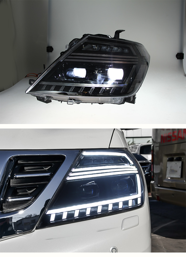 Car Lights for Nissan Patrol 2013-20 18 Y62 Car LED Front Headlight Lamp Assembly Daytime Running Light Replacement