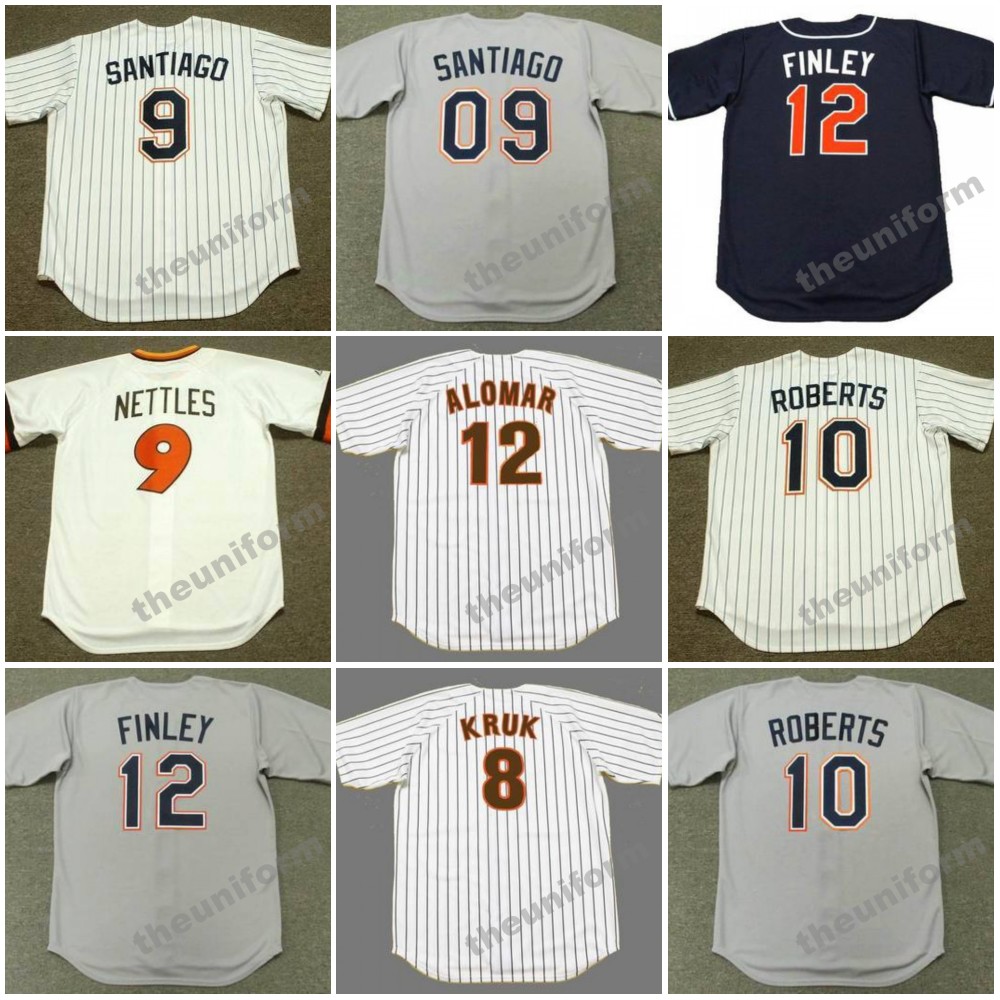 Men's 1984's-1998's San Diego #8 KRUK BENITO SANTIAGO GRAIG NETTLES BIP ROBERTS GARY SHEFFIELD TIM FLANNERY ROBERTO ALOMAR STEVE FINLEY Throwback Baseball Jersey S-5XL