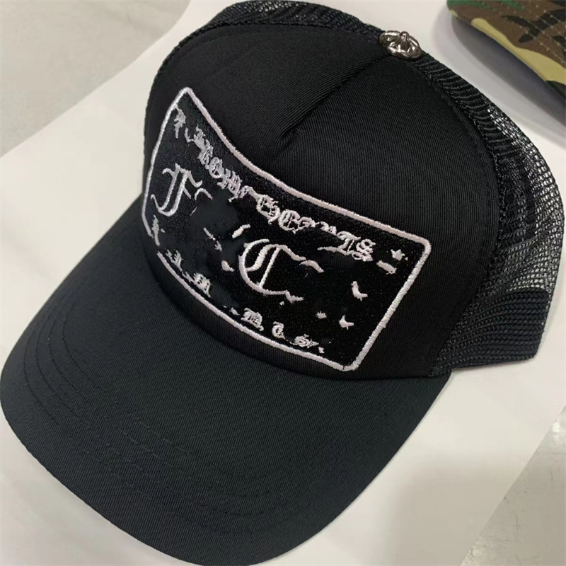 2025 design embroidered baseball hat luxury high end letter solid color mesh chromelies heartlies breathable duck tongue beach travel outdoor leisurehssh0