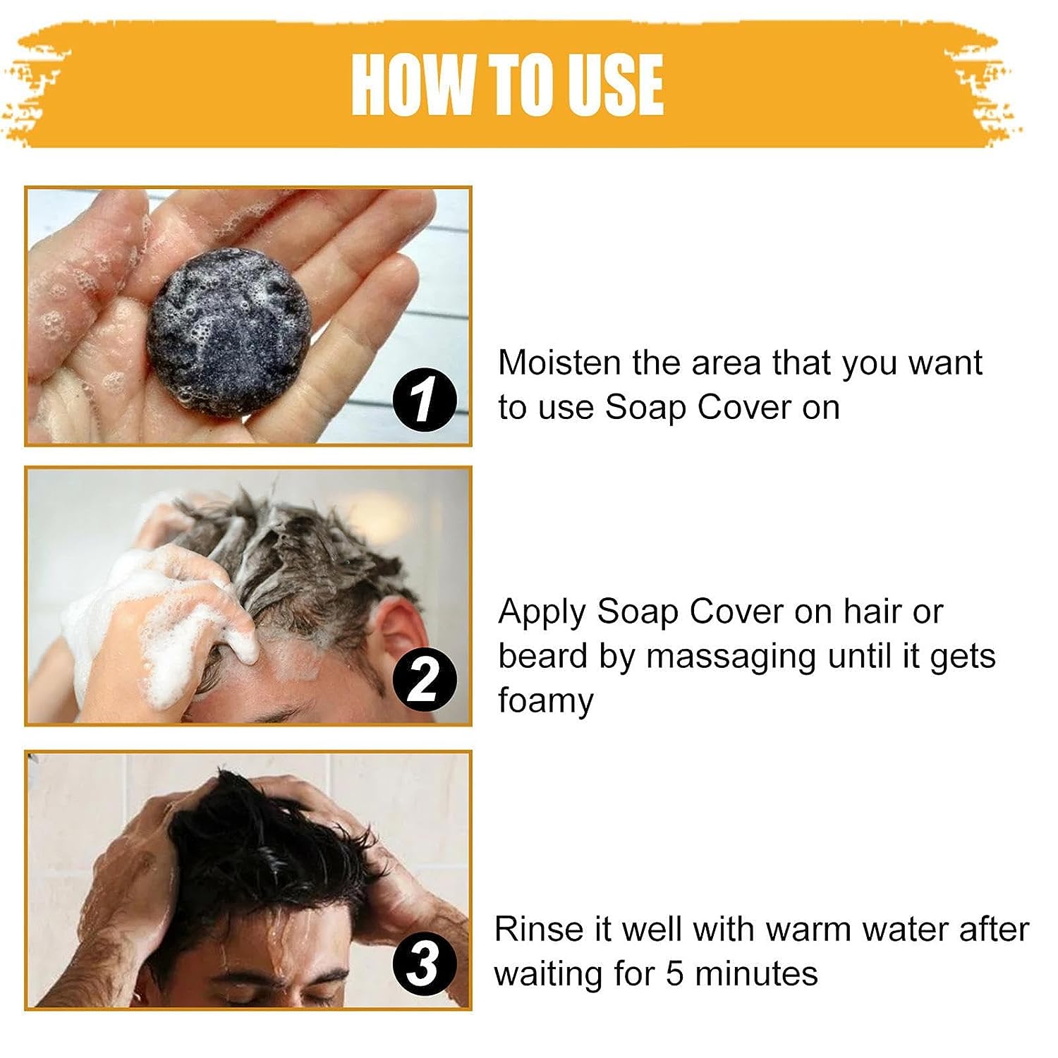 US stock Grey Hair Removal Soap Bar for Men, Gray Hair Soap Gray Natural Hair Reverse Bar - Black And Shiny Hair Repairing Deep Cleaning- Vegan, pH Ba