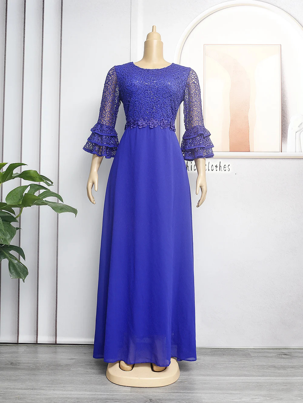 Plus Size African Party Dresses for Women Fashion Dashiki Ankara Lace Wedding Gowns Elegant Turkey Muslim Maxi Dress 240318