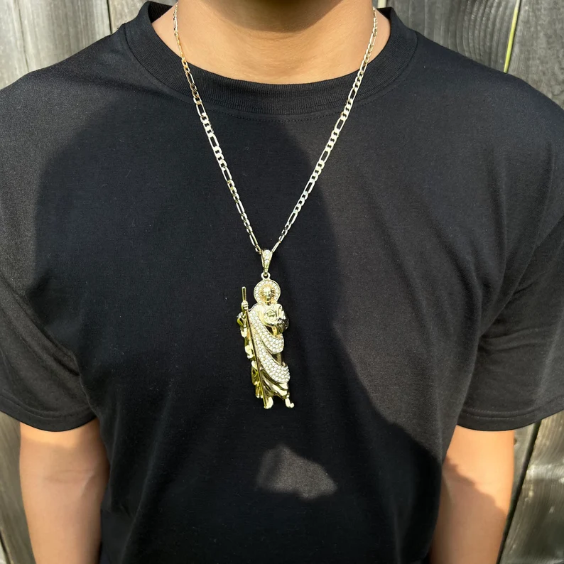 Saint Thaddeus Gold Necklace Gold Filled San Judas Charm Pendant Necklace Jewelry For Gift