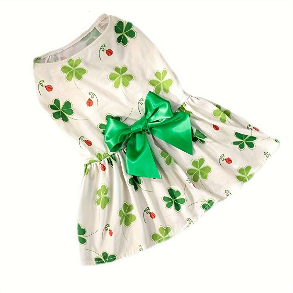 Pet Up Dog Dress Lucky Print Shamrock shirt Vest Puppy Gift Party Cat Princess dress