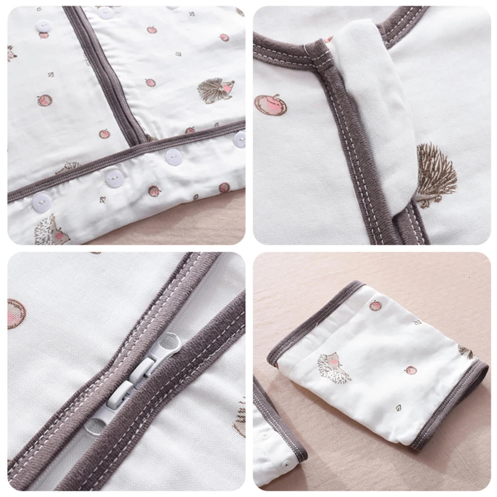 Sleeping Bag For Children 15Years Removable Sleeves AntiKick Quilt 1Tog Boys Girls Grown Gauze lope Sleepsack 240313