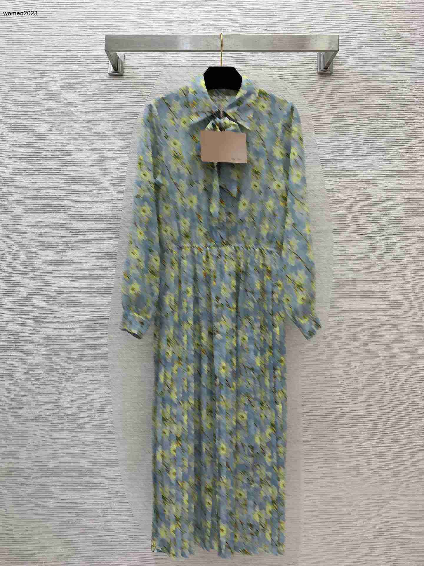 Designer Dress Women dresses Brand skirts long sleeve Fashion LOGO dress Women luxury Bow lapel long skirt Mar 27