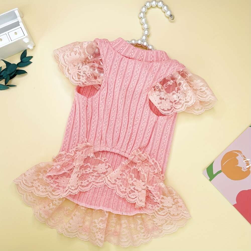 1pc Adorable Solid-colored Pet Flying Sleeve Dress: Breathable Loungewear Dogs & Cats - Perfect for Summer Parties