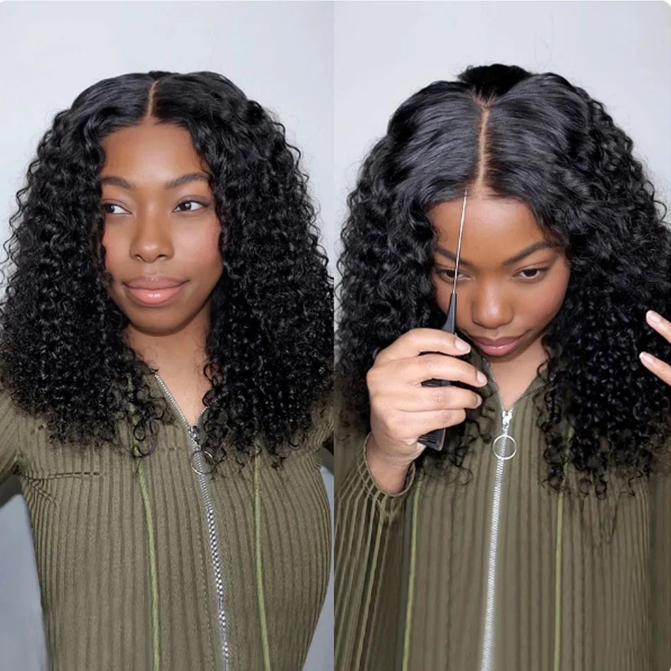 100%Human Glueless Short Bob Wig Kinky Curly Hd 13X4 Lace Frontal Wigs Human Hair For Black Women