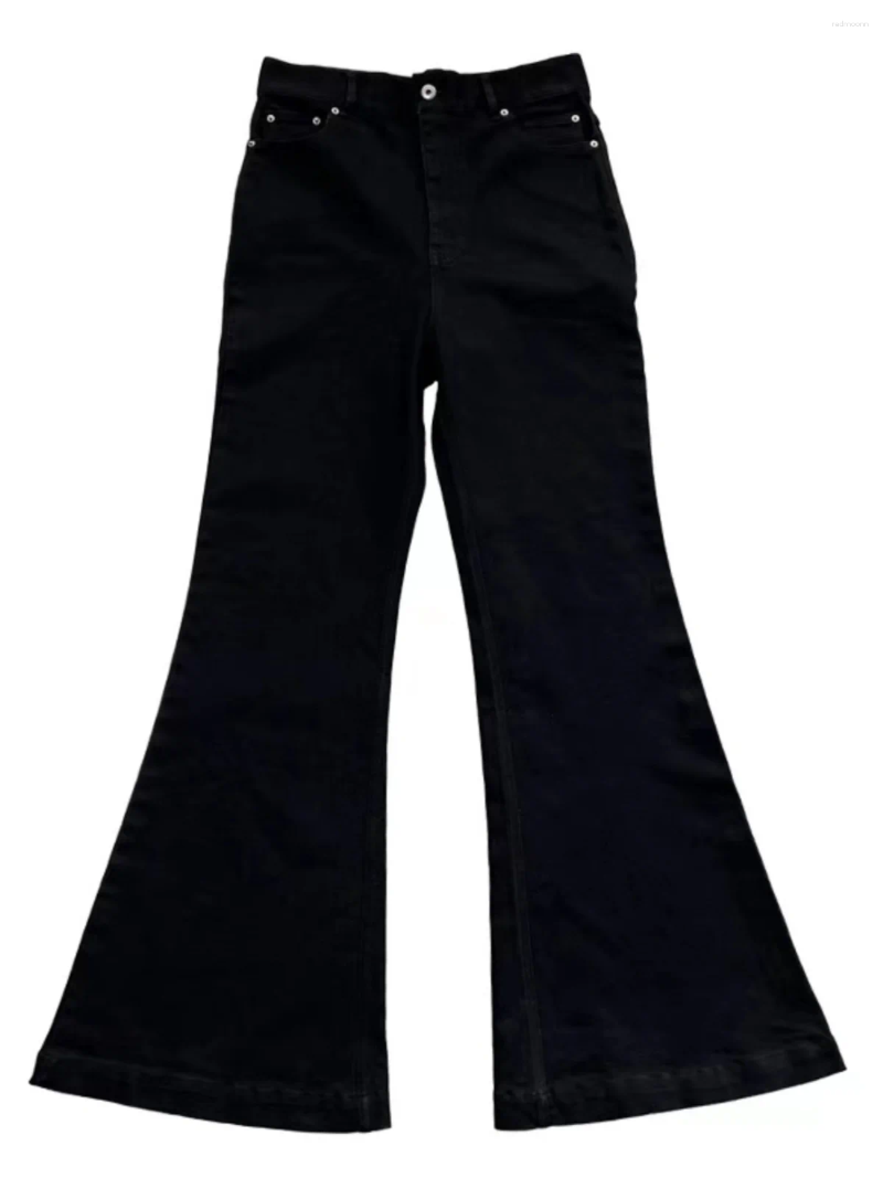 Men's Jeans For Men Stretch Mopping Black Brushed Trendy 2024 Spring Summer Slim Flared Streetwear