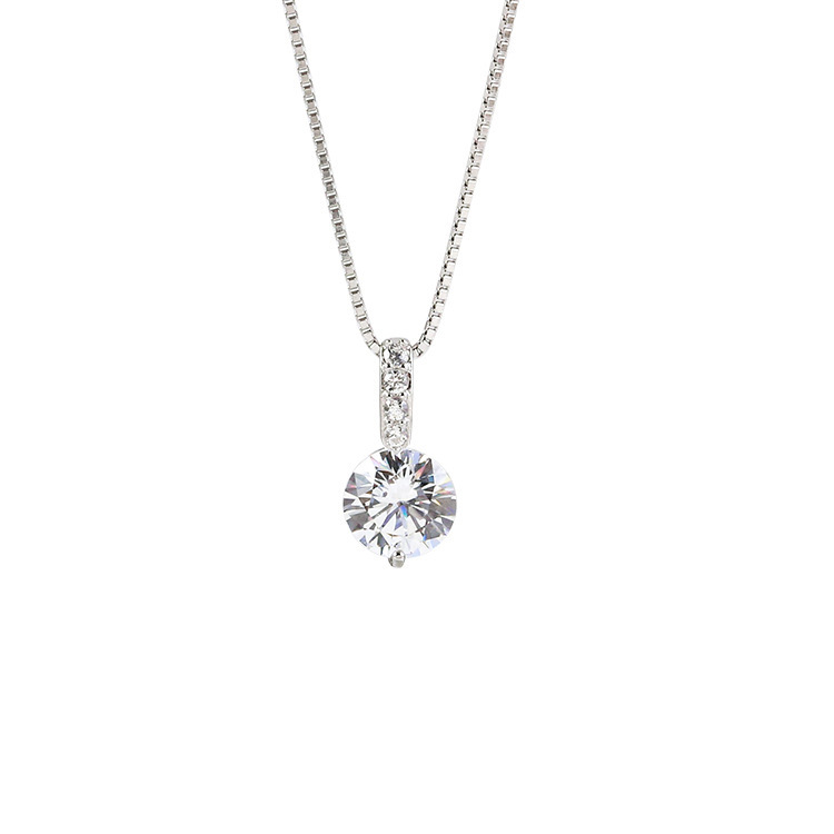 1CT Simple Fashion Diamond Pendant Sweet Cute Jewelry 925 Sterling Silver Soltaire White 5A Cubic Zircon Gemstones Party Beach Women Clavicel Necklace