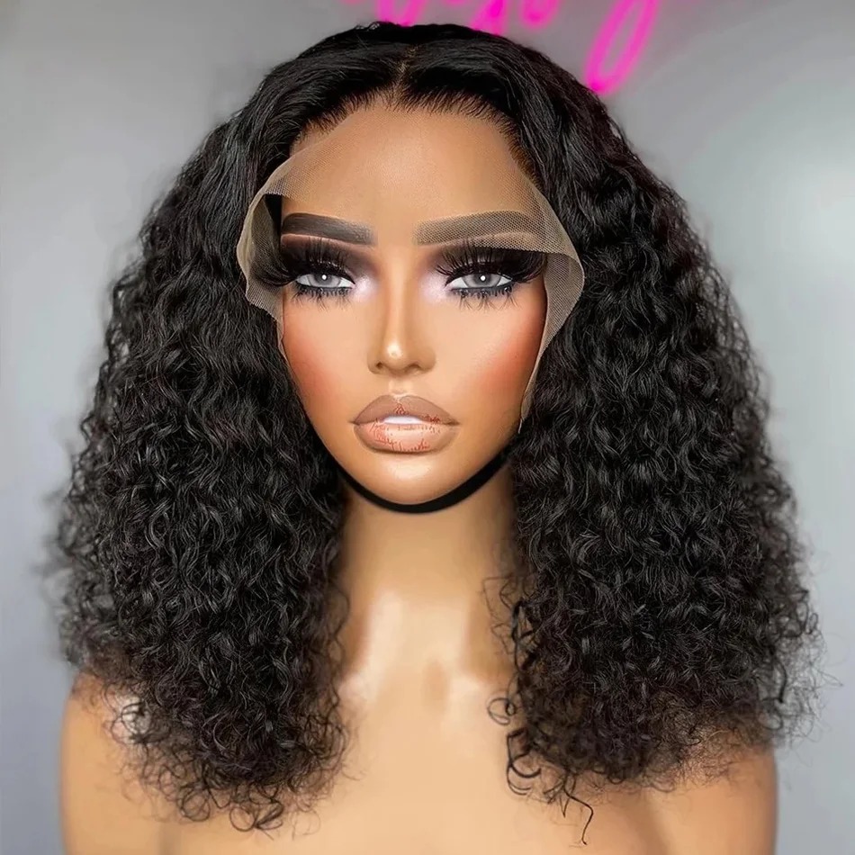 10 12 14 16 Inch Short Bob Human 180 Density Lace Front Hair 13X4 13X6 Wave Wigs Deep Curly Glueless Wig