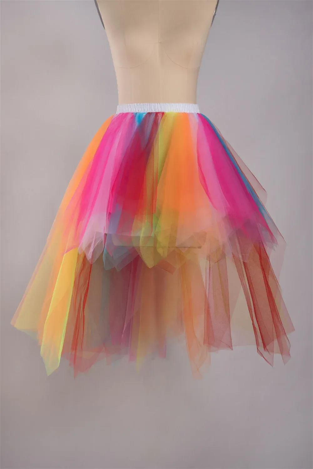 Stock Rainbow High Low Skirts Tie Dye Tulle Tutu Skirt Bustle Petticoat Clubwear Fancy Dance Carnival Dress Cpa5600 Cpa3277