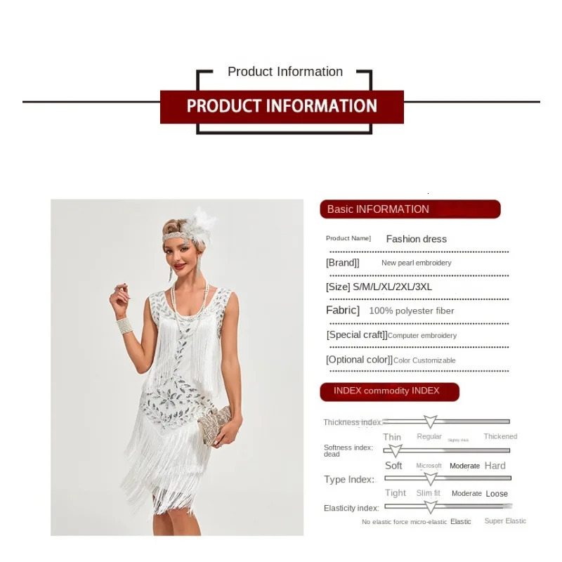 1920 Retro Gatsby Ball Dress Dance Round Neck Beaded Tassel Vest 240327