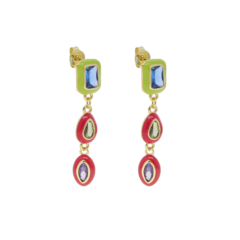 New Fashion Women Girl Jewelry Neon Colorful Enamel Geometric CZ Beaded Shaped Choker Necklace