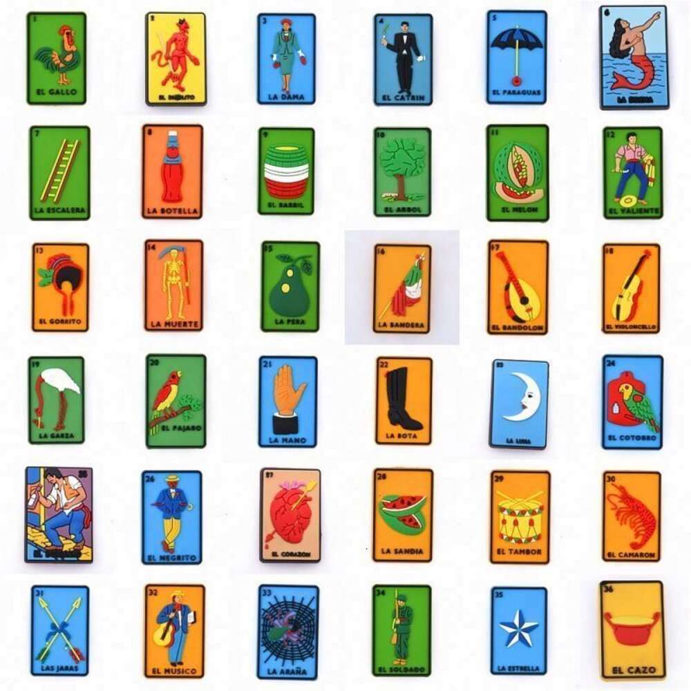 Mexico Loteria rubber lucky charms Custom Shoe Mexican Lottery Tarot Cards Decorations Accessories
