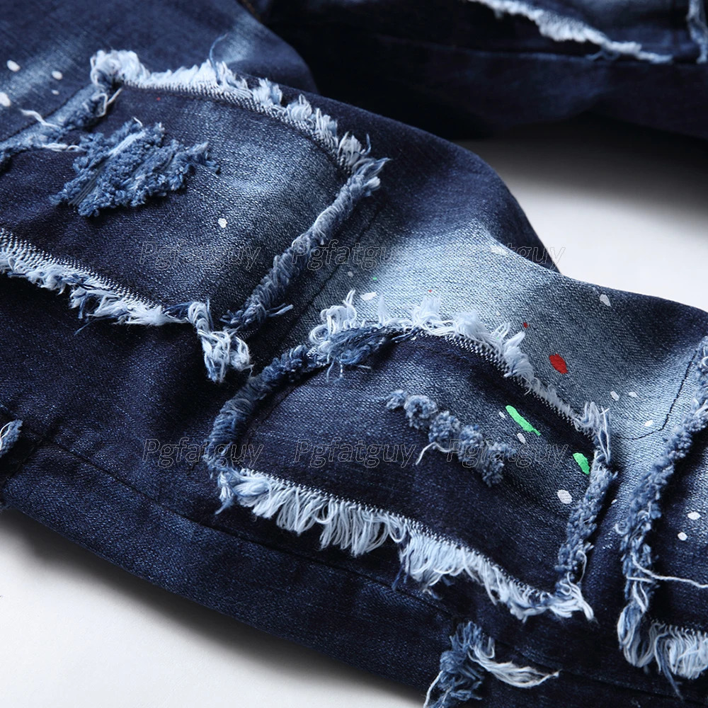 Retro Motorcycle Mens Sets Rock Badge Embroidered Waistcoat and Ripped Patch Stretch Pants Summer Vest Jeans 2 Pieces Set 240318