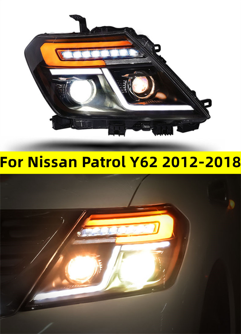 Headlights for Nissan Patrol Y62 2012-20 18 LED DRL Head Lights Dynamic Assembly Turn Signal Auto Front Lamp