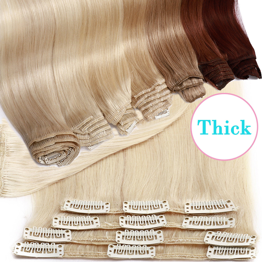 Blond Black Brown Clip In On Hair Extensions Real Human Hair Extensions 100g 8pcs 20 Colors Brazilian indian Full Head Double Weft