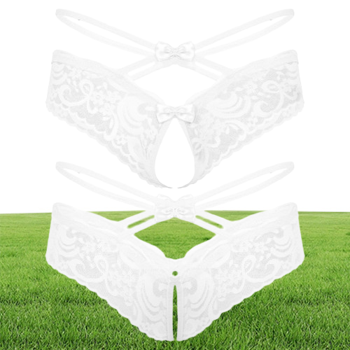Men Lace Crotchless Thong Erotic Sexy Lingerie Sissy Lace Seethrough Open Crotch Thong Briefs Bowknot Low Waist Gay Underwear5161122