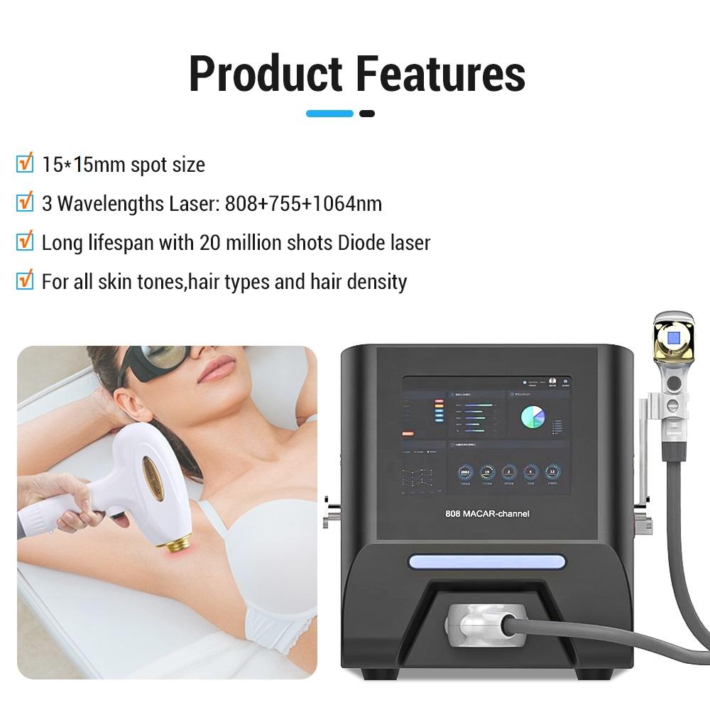 20000000 Flashes Triple Wavelength Portable Diode Laser Hair Removal 755 808 1064 Laser / 3 Wave 755Nm 808Nm 1064Nm Diode Laser Depilation