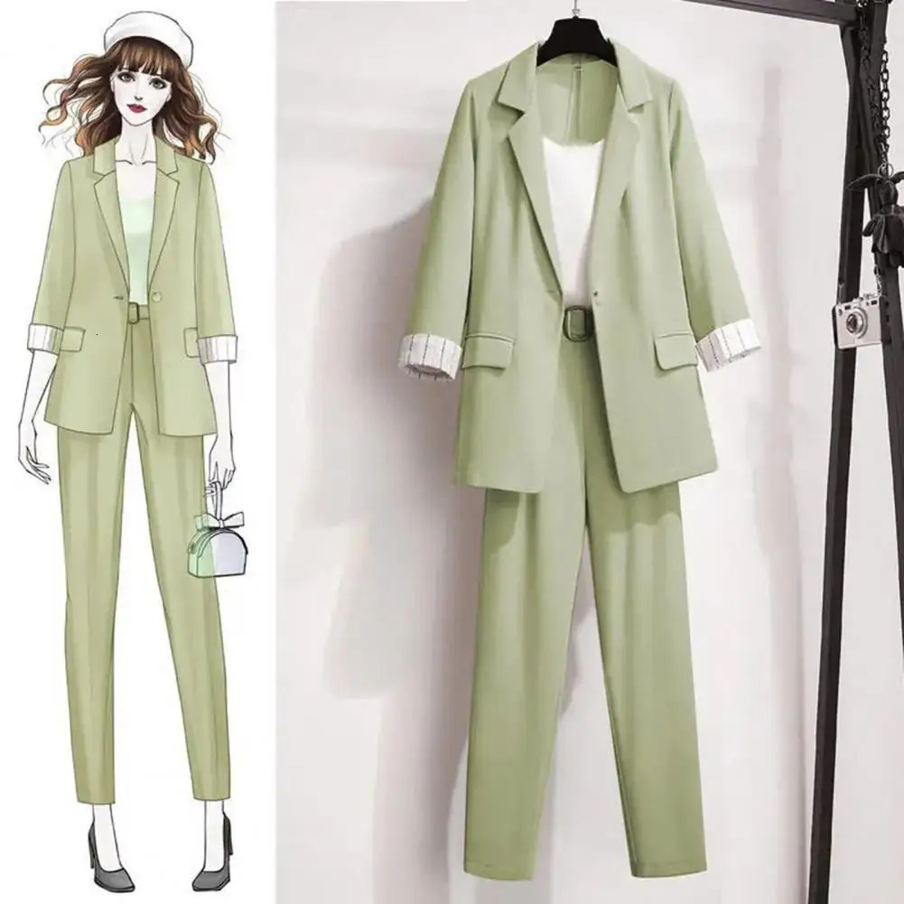 Elegant Pockets Three Piece Set Breathable Business Trip Singlebutton Blazer Vest Trousers Women Garment 240327