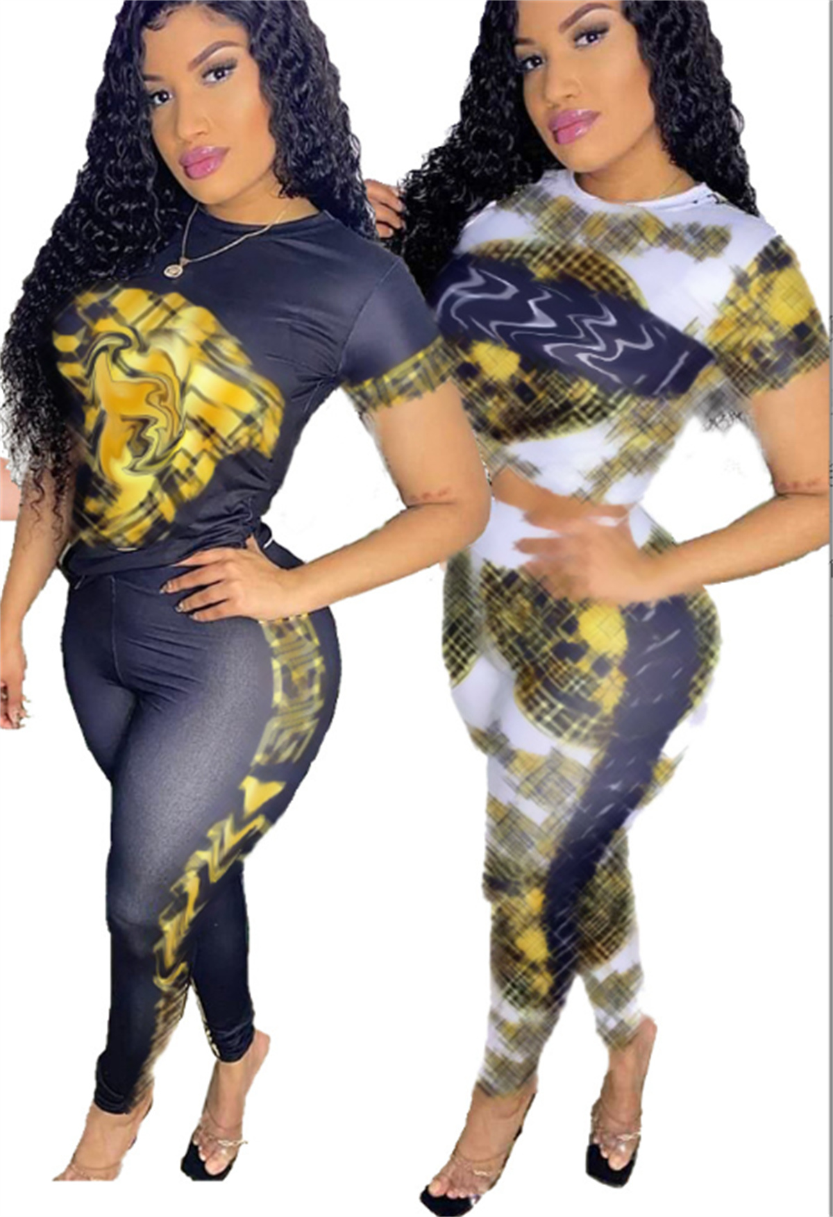 yoga Tracksuits designer brand women letter print tight short sleeve T-shirt slim leggings set High quality womens Outwears clothes