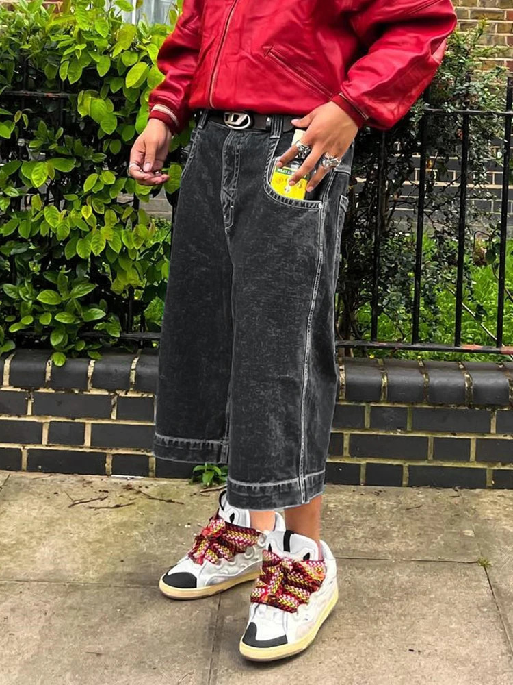 Bermuda Shorts For Men Hip Hop Baggy Fit Short Homme Pantalones Cortos De Hombre Summer Wide Leg Loose Cropped Denim Pants Jeans 240319